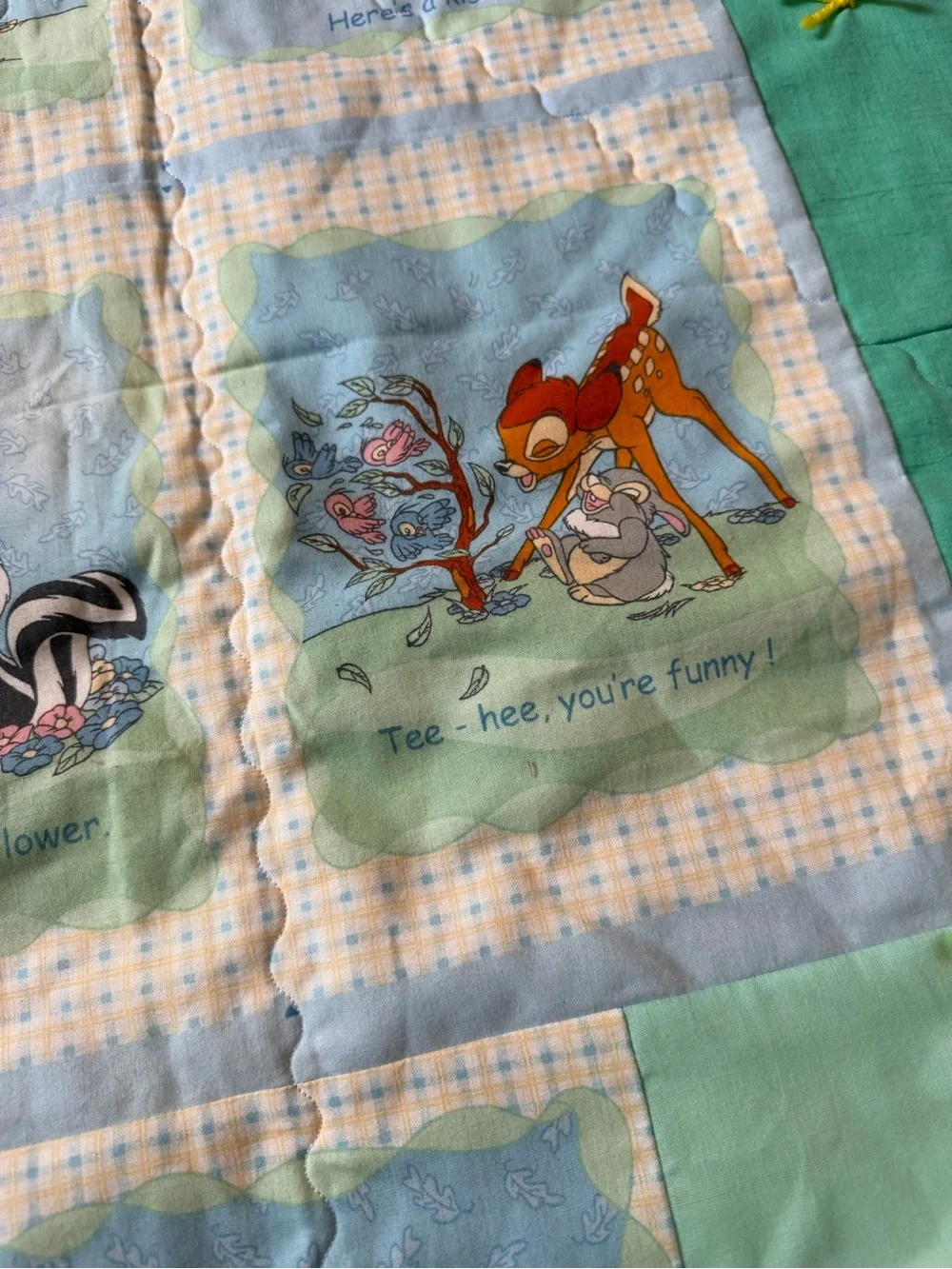 Vintage Baby Toddler Quilt Patchwork Handmade Bambi NEW